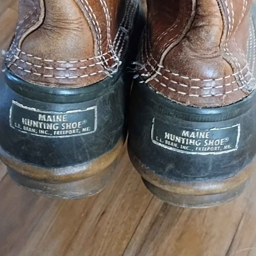 L.L. Bean Men's Brown Leather + Black Rubber Duck Boots